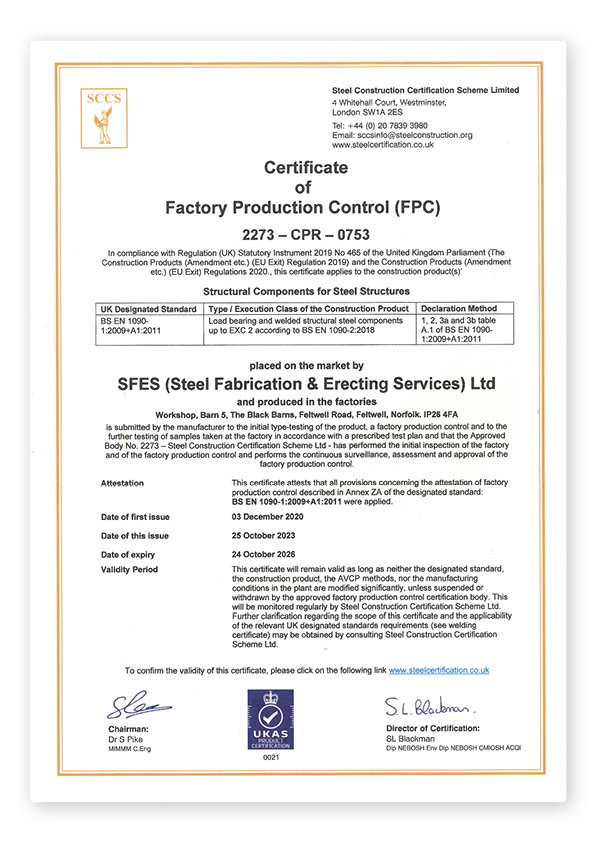 EC Certificate of Factory Product Control (FPC)