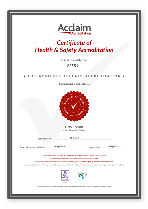 Certificate of Health & Safety Accreditation