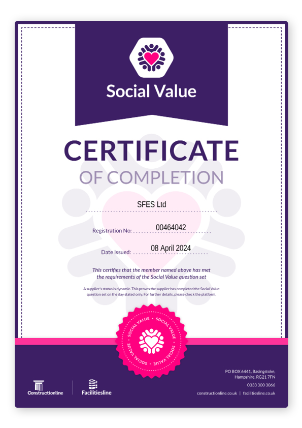 Social Value Certificate of Completion